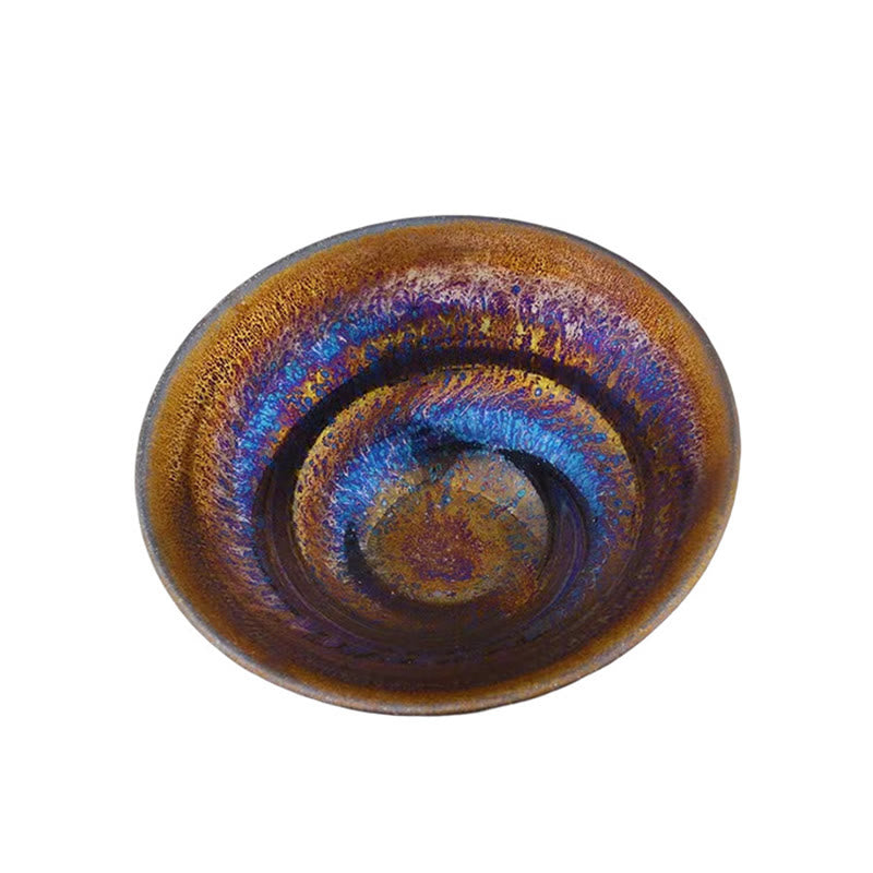Nimara Ritual Chinese Jianzhan Colorful Milky Way Glaze Ceramic Teacup Tenmoku Kung Fu Tea Cup