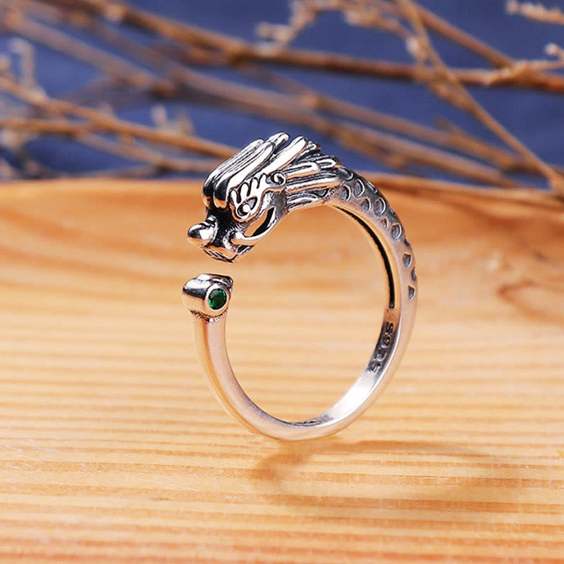 Nimara Ritual Vintage Dragon Design Success Strength Adjustable Ring