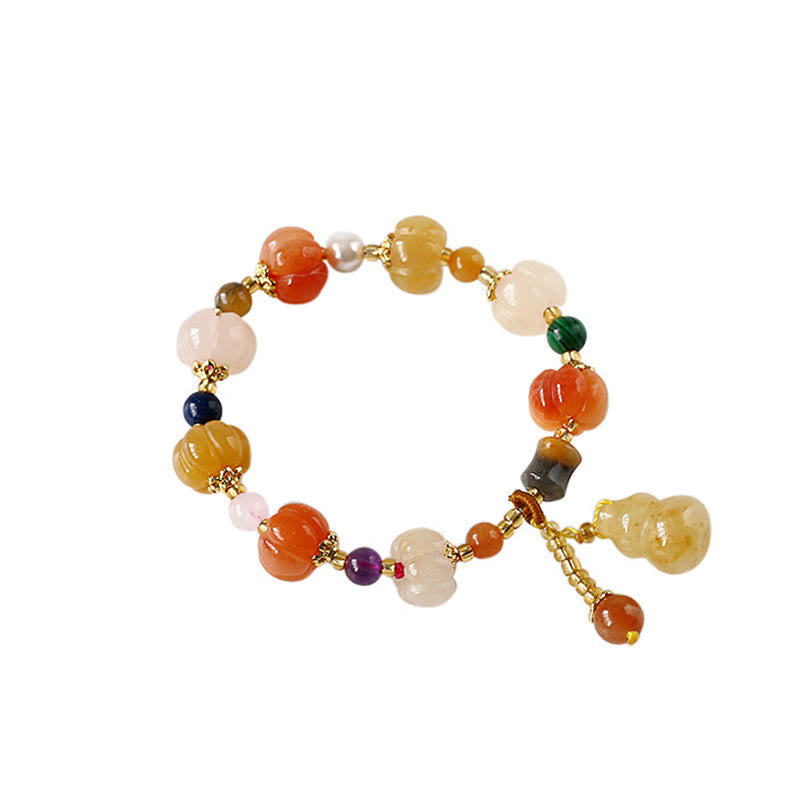 Nimara Ritual Natural Golden Silk Jade Crystals Gourd Pixiu Pumpkin Beads Wealth Charm Bracelet