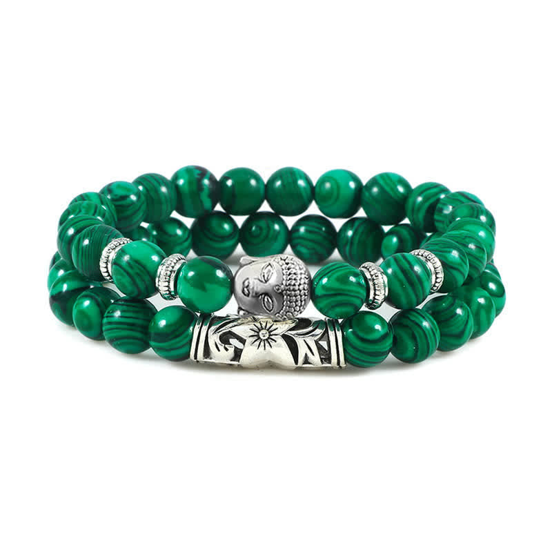 Nimara Ritual 2Pcs Natural Crystal Agate Buddha Protection Bracelet