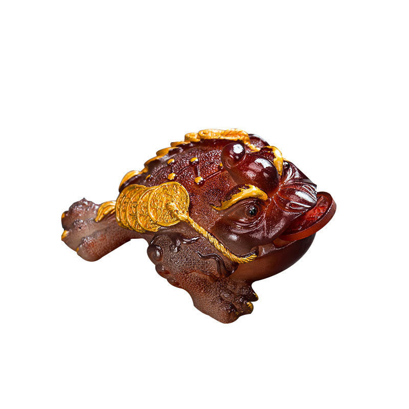 Nimara Ritual Color Changing FengShui Wealth Lucky Frog Copper Coin Tea Pet Resin Figurine Decoration