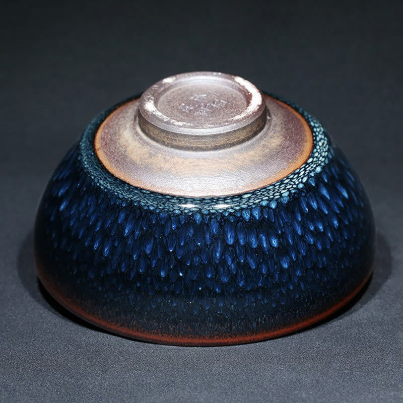 Nimara Ritual Handmade Blue Francolinus Spot Chinese Jianzhan Ceramic Teacup Kung Fu Tea Cup Bowl