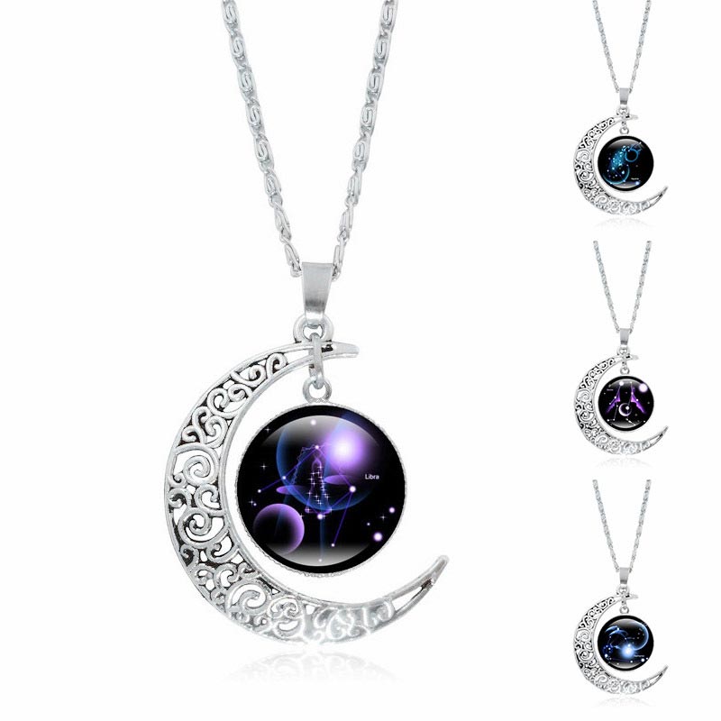 Nimara Ritual 12 Constellations of the Zodiac Moon Protection Necklace Chain Pendant