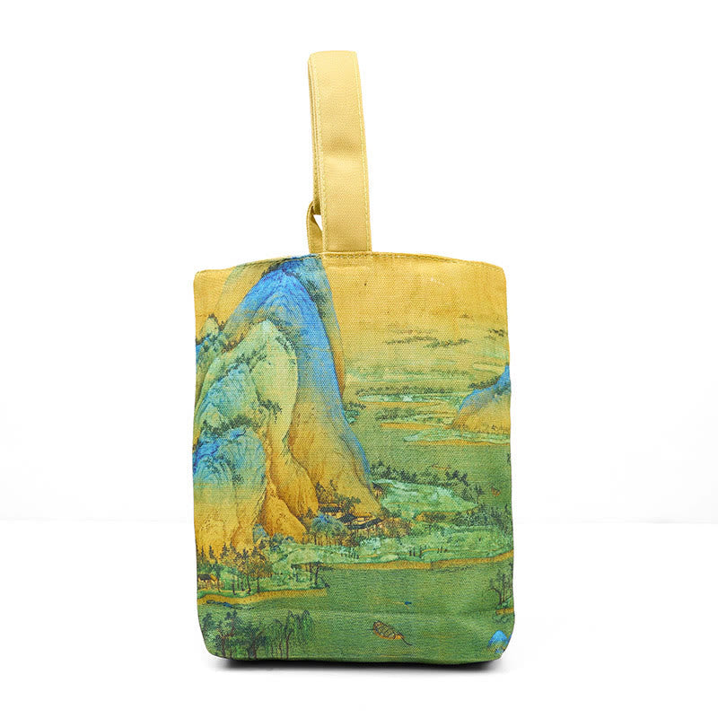 Nimara Ritual Landscape Painting Canvas Handbag