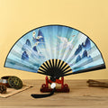 Nimara Ritual Vintage Phoenix Nine Tailed Fox Flower Bamboo Tiger Handheld Folding Fan Lotus Tassel Fan