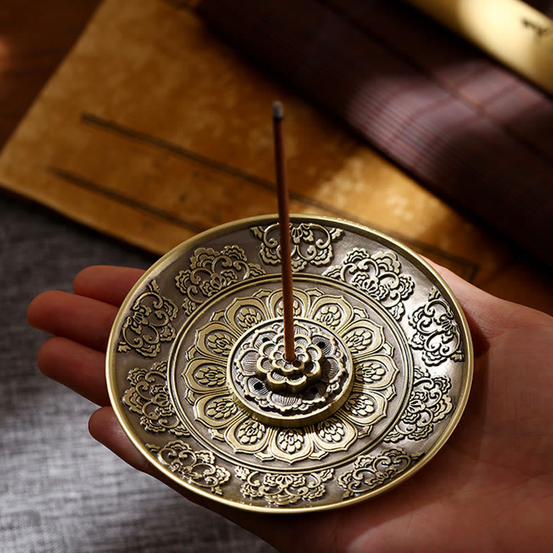 Nimara Ritual Lotus Dragon Phoenix Eight Auspicious Symbols Zinc Alloy Incense Stick Holder Healing Incense Burner Decoration