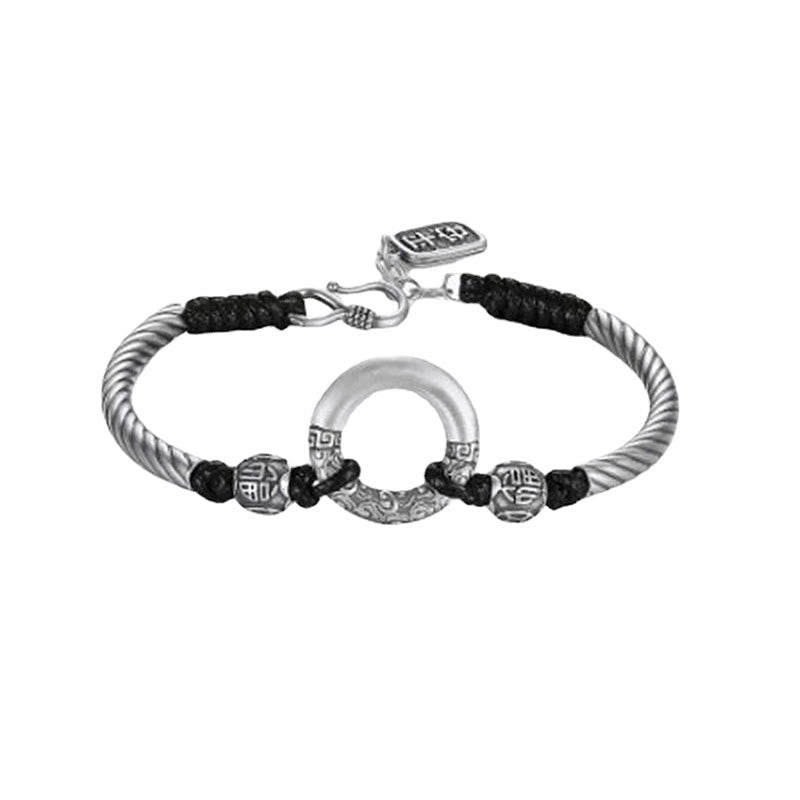 Nimara Ritual 999 Sterling Silver Fu Character Peace Buckle Copper Coin Auspicious Clouds Fortune Bracelet