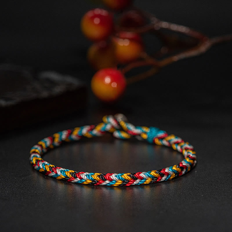 Nimara Ritual Tibet Handmade Five Color Thread Protection Braid String Bracelet