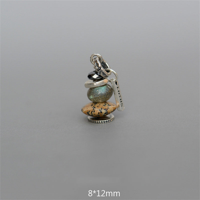 Nimara Ritual Zen Cairn Labradorite Various Crystals Calm Pendant Necklace