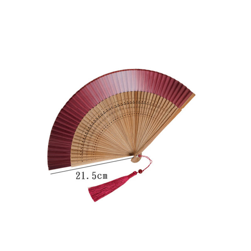 Nimara Ritual Solid Color Gradient Hollow Engraved Handheld Bamboo Folding Fan