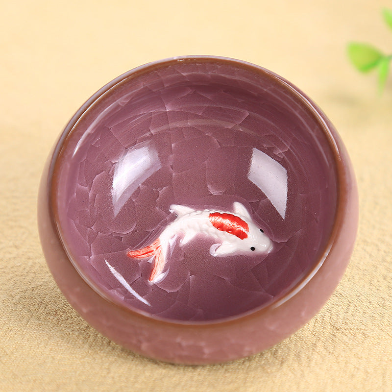 Nimara Ritual Cute Koi Fish Ceramic Teacup Kung Fu Tea Cup Bowl 45ml