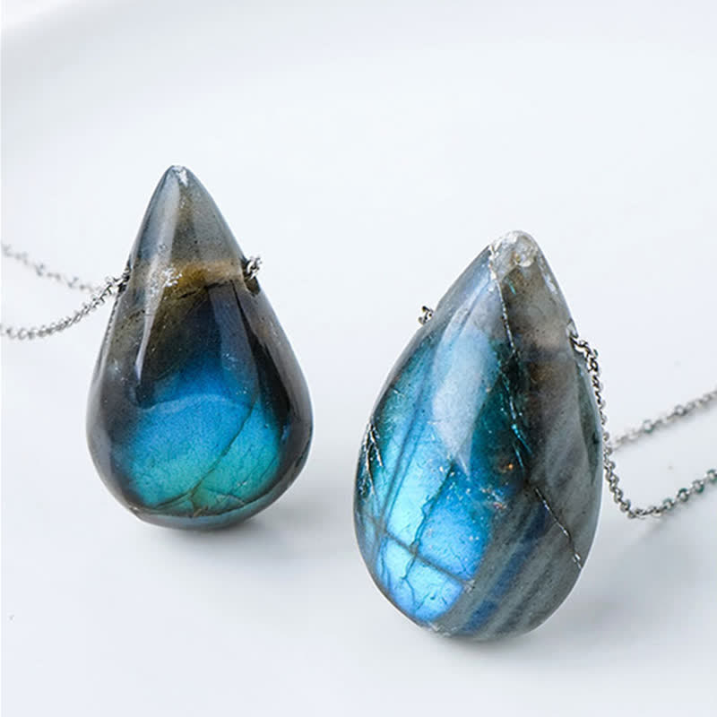 Nimara Ritual Labradorite Water Drop Support Healing Necklace Pendant