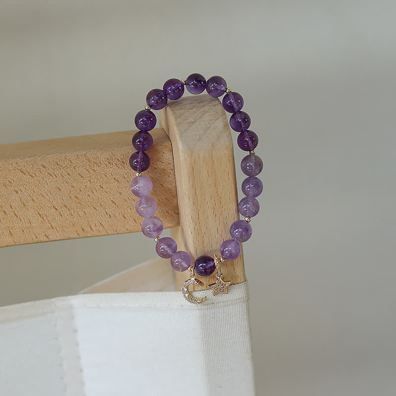 Nimara Ritual Amethyst Crystal Moon Star Healing Bracelet