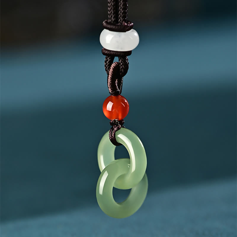 Nimara Ritual Natural Hetian Cyan Jade White Jade Double Peace Buckle Success Necklace Pendant