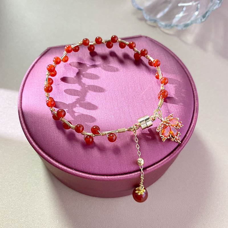 Nimara Ritual Red Maple Leaf Luck Charm Bracelet
