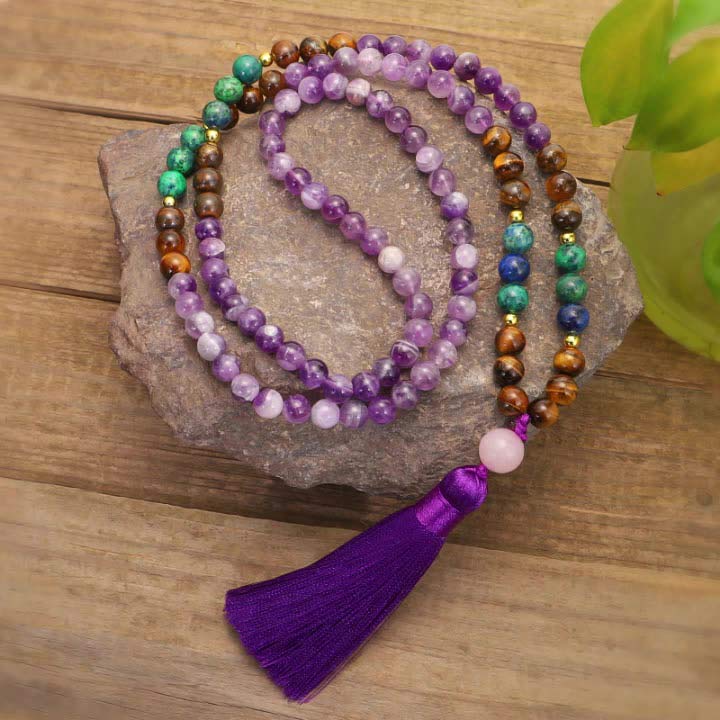 Nimara Ritual Tibetan Amethyst Purify Bracelet Mala Set