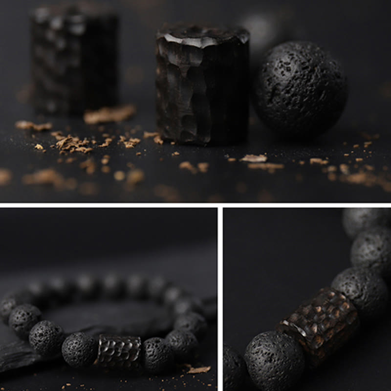 Nimara Ritual Lava Rock Ebony Wood Tiger Eye Support Healing Bracelet
