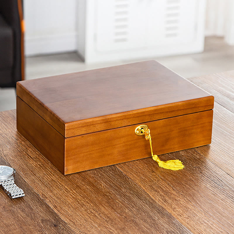 Nimara Ritual Vintage Wooden Jewelry Box Two-Layer Solid Wood Jewelry Storage Box