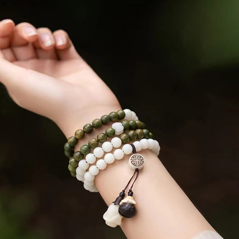 Nimara Ritual Natural Green Sandalwood Bodhi Seed Soothing Bracelet