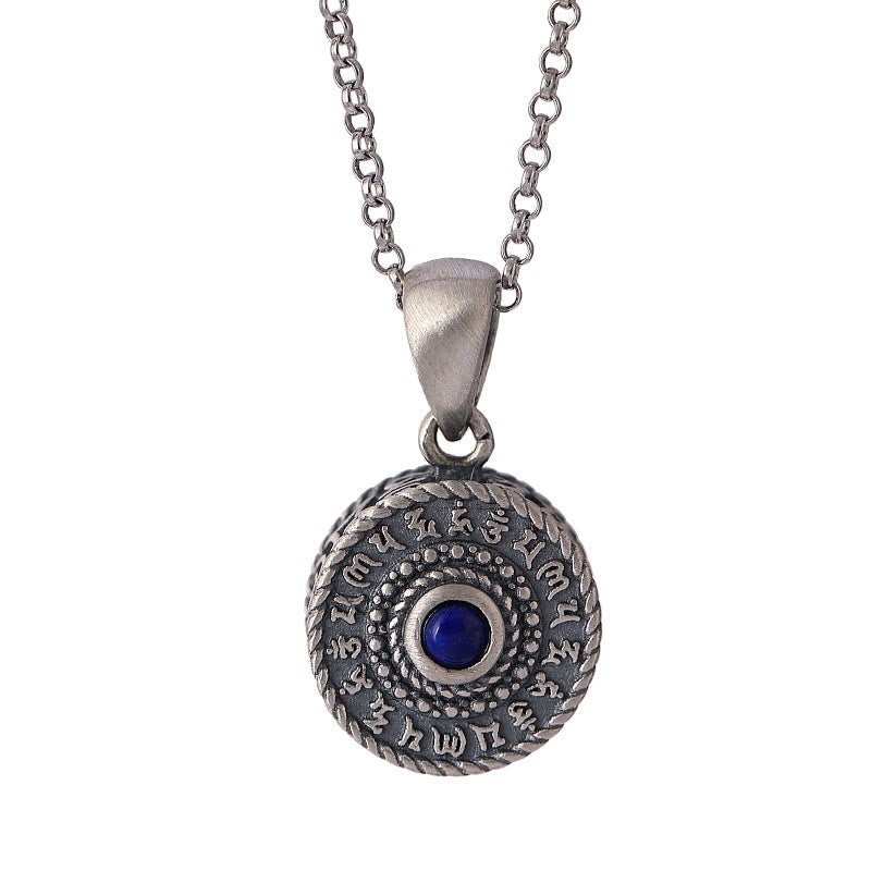 Nimara Ritual 925 Sterling Silver Om Mani Padme Hum Lazurite Love Peace Necklace Pendant