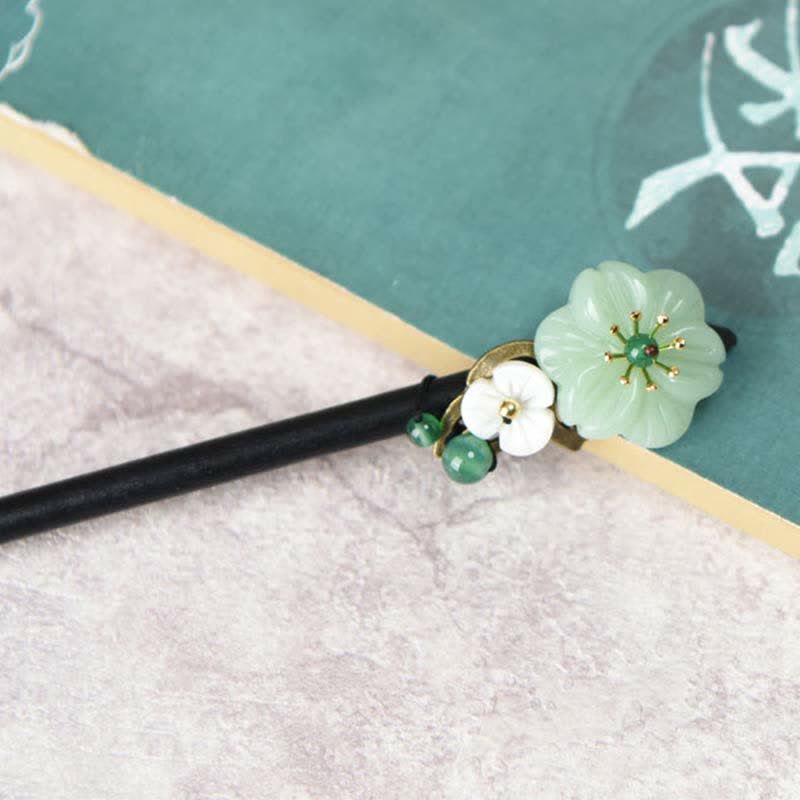Nimara Ritual Green Aventurine Flower Agate Positivity Hairpin Decoration