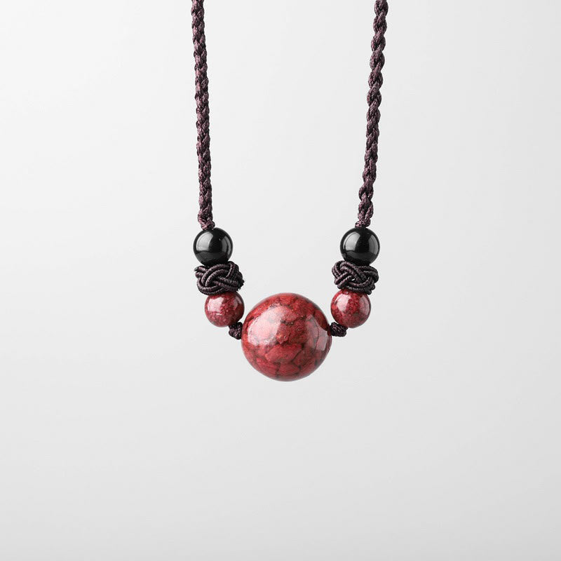 Nimara Ritual Natural Cinnabar Stones Bead Blessing Necklace Pendant