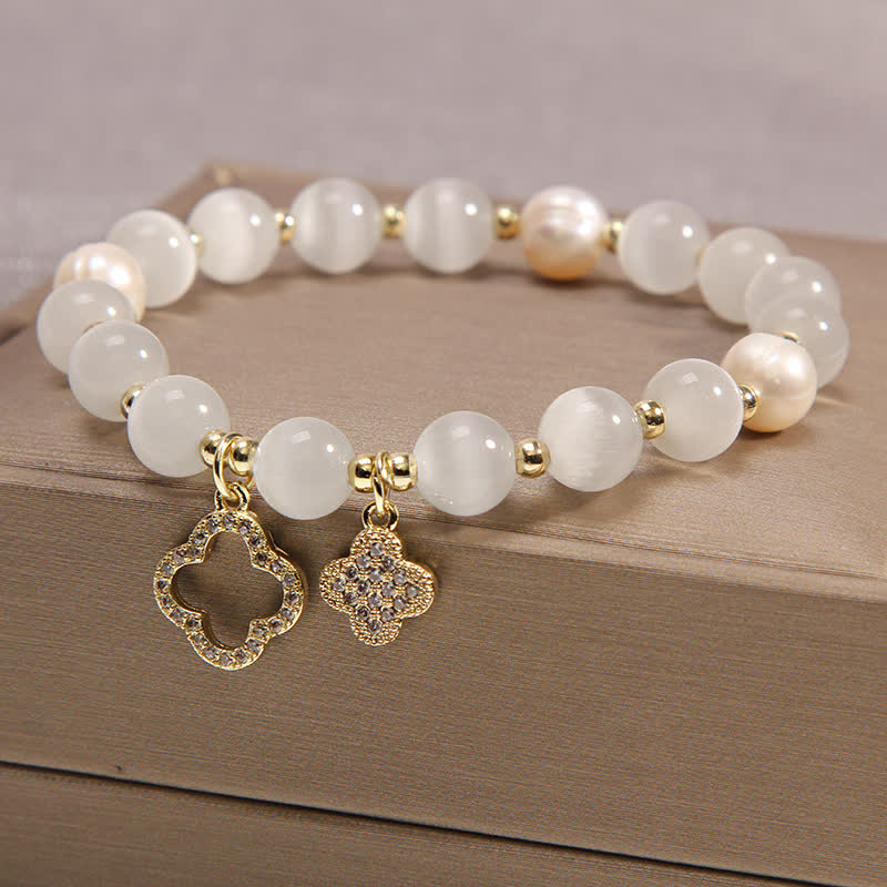 Nimara Ritual Cat's Eye Lovely Cat Pattern Pearl Love Charm Bracelet