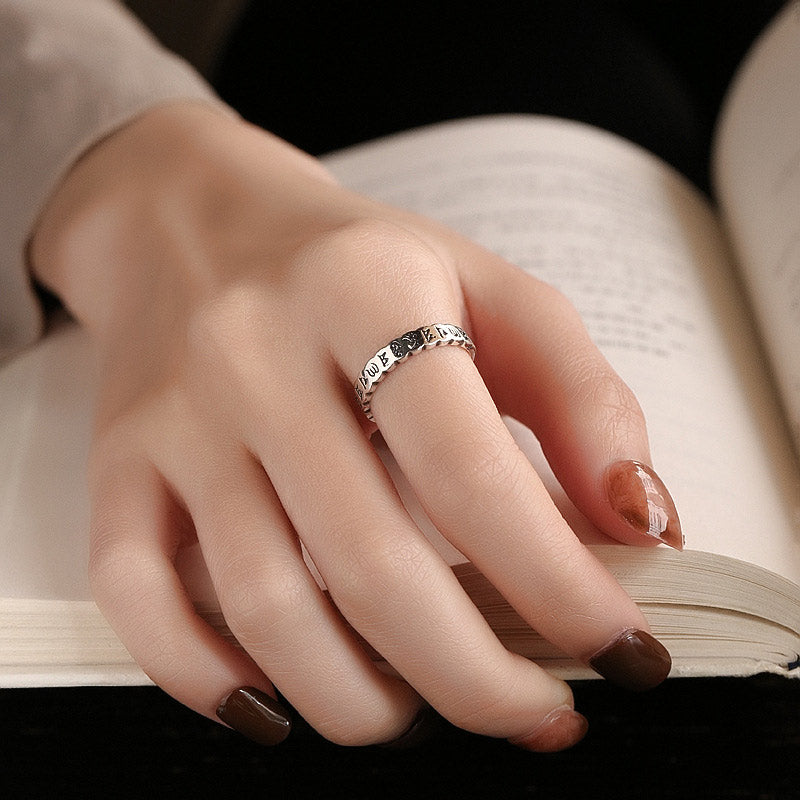 Nimara Ritual 925 Sterling Silver Six True Words Calm Wisdom Ring
