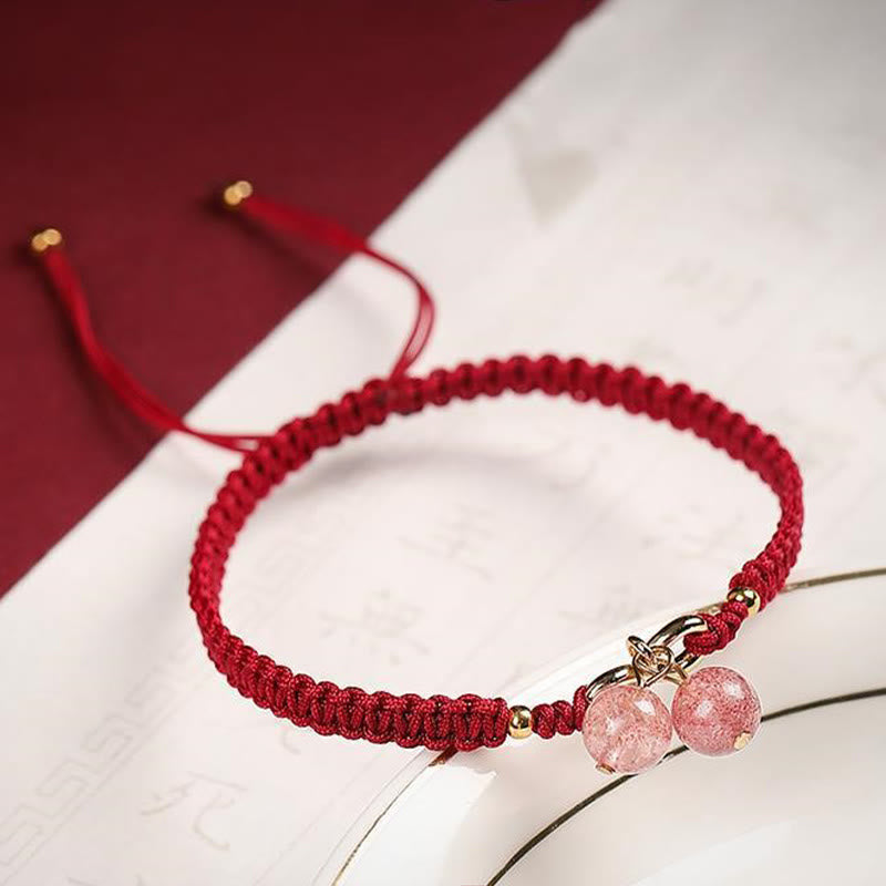 Nimara Ritual Natural Strawberry Quartz Amethyst Green Phantom Bead Positive Bracelet
