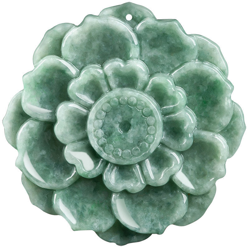 Nimara Ritual Lotus Pattern Jade Luck Prosperity Necklace Pendant