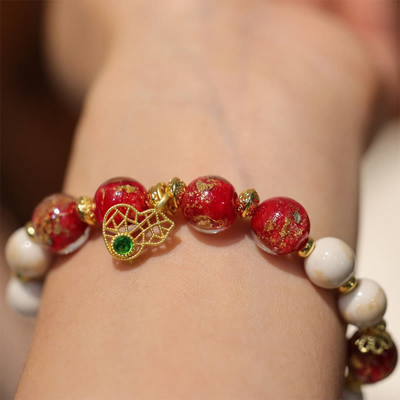 Nimara Ritual Gourd God Of Wealth Charm Fortune Liuli Glass Bead Incense Ash Porcelain Bead Bracelet