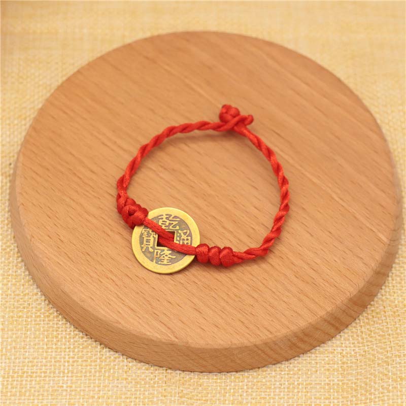 Nimara Ritual Copper Coin Fortune Red String Weave Bracelet