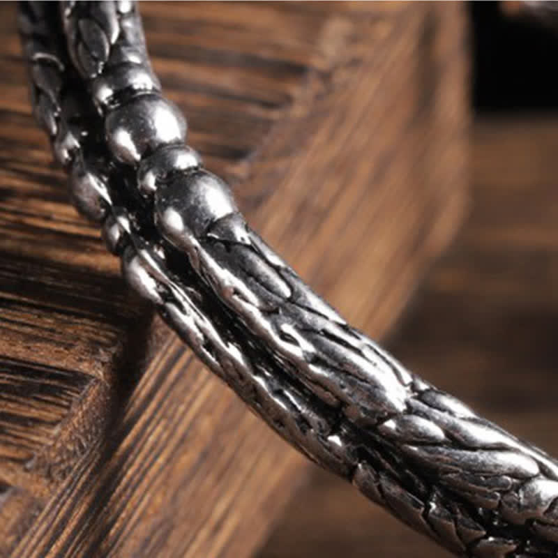 Nimara Ritual Flower Dragon Pattern Engraved Balance Cuff Bracelet Bangle