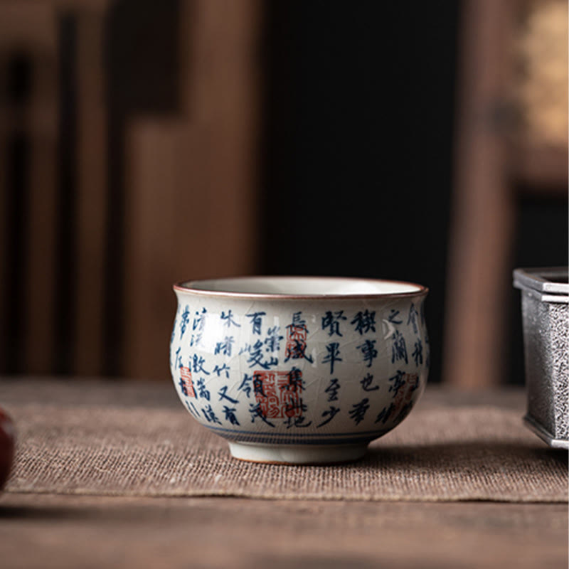 Nimara Ritual Mountain Landscape Lotus Orchid Pavilion Gathering Ceramic Teacup Kung Fu Tea Cup