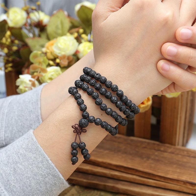 Nimara Ritual Natural Lava Rock 108 Beads Protection Bracelet