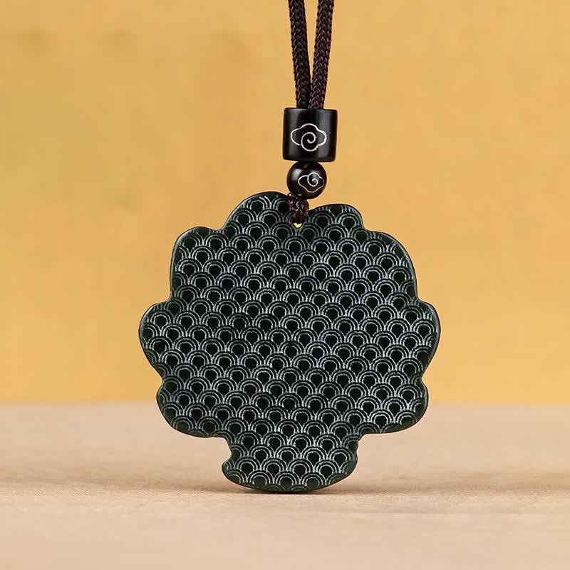Nimara Ritual Hetian Cyan Jade Nine Tailed Fox Luck Necklace String Pendant