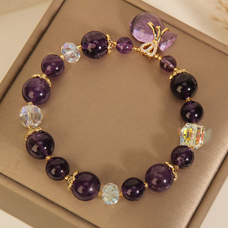Nimara Ritual Natural Amethyst Crystal Money Bag Charm Positive Bracelet