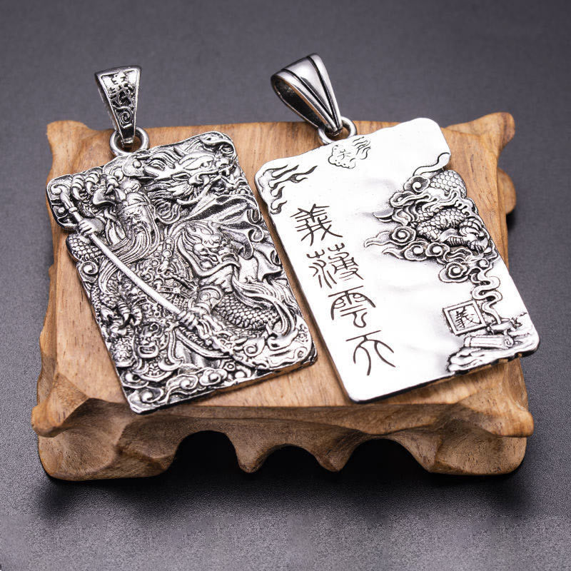 Nimara Ritual Guan Gong Dragon Auspicious Clouds Wealth Necklace Pendant
