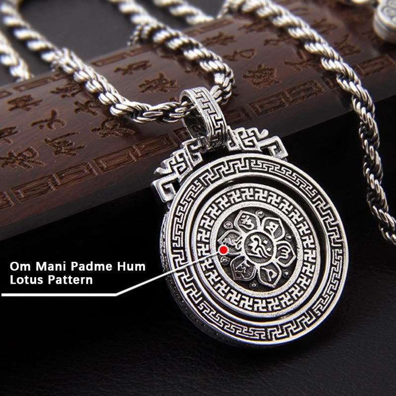 Nimara Ritual Tibetan Om Mani Padme Hum Double Dorje Vajra Rotatable Purity Peace Necklace Pendant