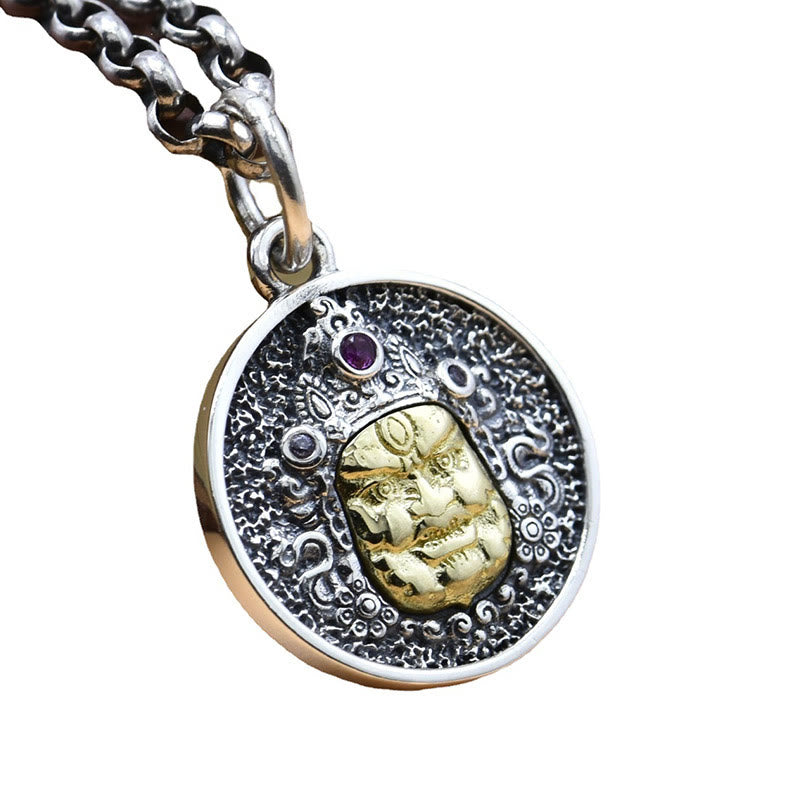 Nimara Ritual 925 Sterling Silver Zakiram Goddess of Wealth Dorje Vajra Spiritual Necklace Pendant