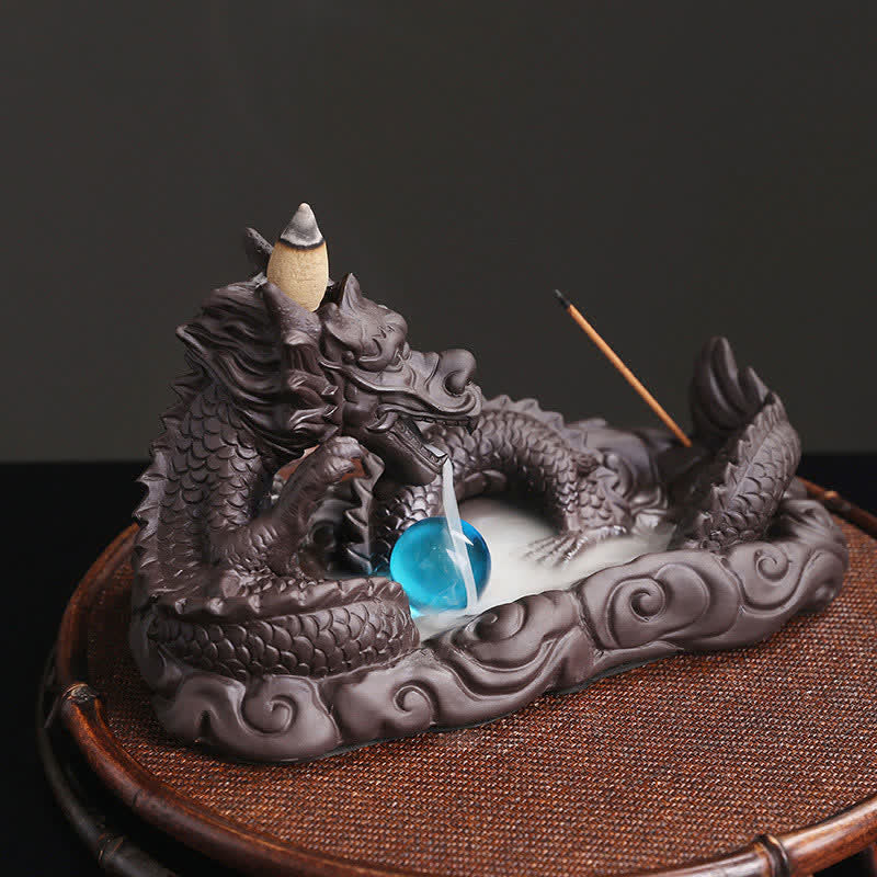 Nimara Ritual Dragon Playing Ball Flower Protection Incense Burner Decoration