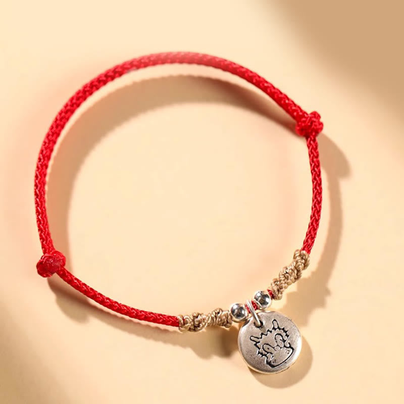 Nimara Ritual Handmade 999 Sterling Silver Year of the Dragon Cute Chinese Zodiac Luck Braided Bracelet
