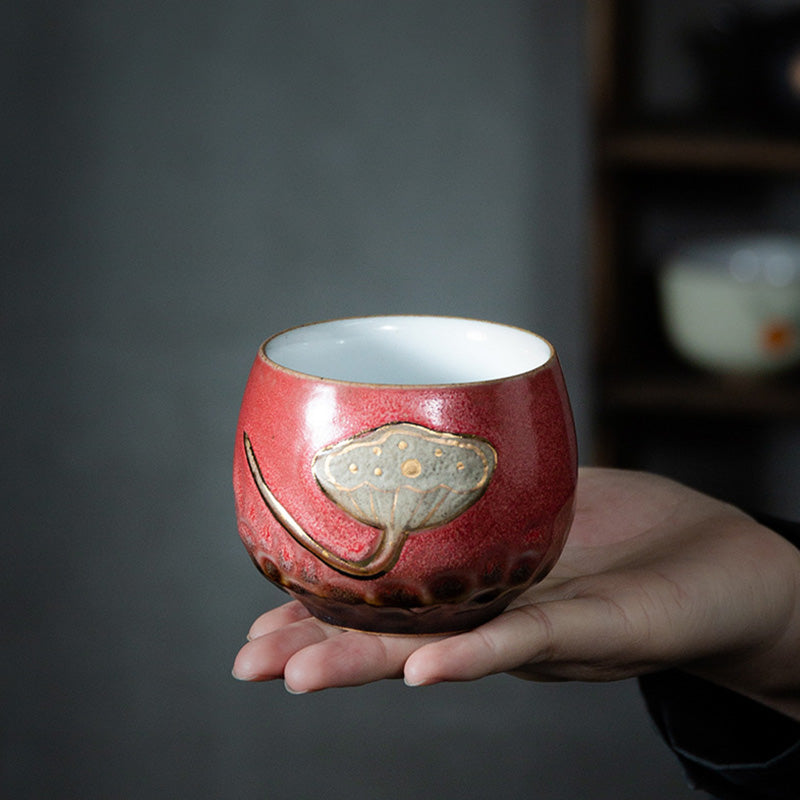 Nimara Ritual Lotus Pod Engraved Teacup Kung Fu Tea Cup