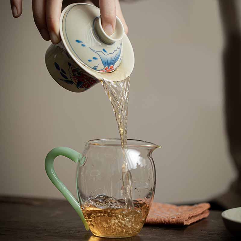 Nimara Ritual Koi Fish Arowana Ceramic Gaiwan Sancai Teacup Kung Fu Tea Cup With Lid 130ml