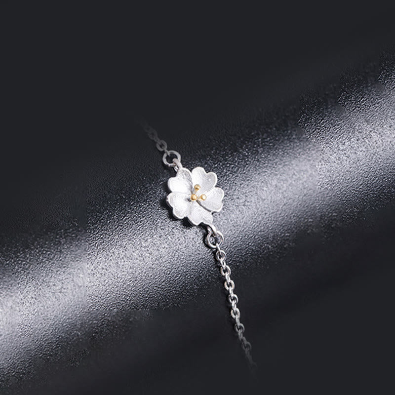 Nimara Ritual 925 Sterling Silver Cherry Blossom Blessing Chain Bracelet