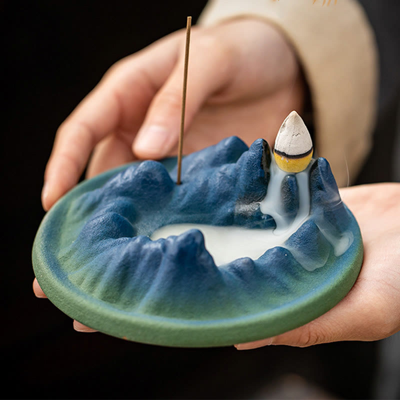 Nimara Ritual Creative Mountain River Ceramic Healing Backflow Incense Burner