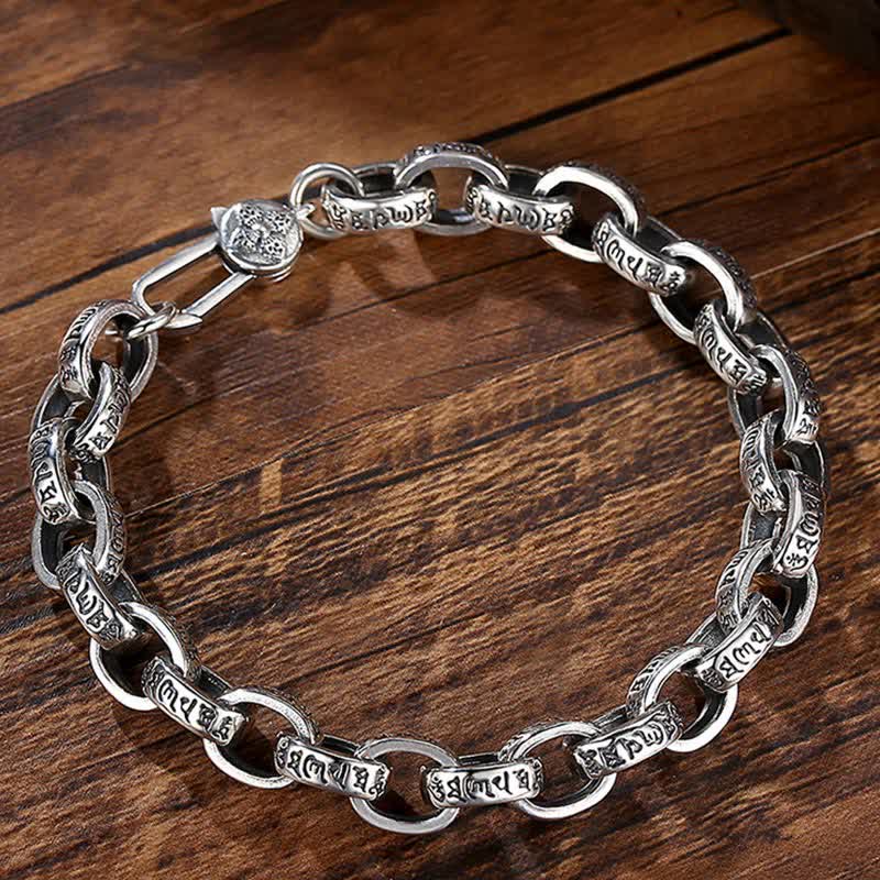 Nimara Ritual 925 Sterling Silver Om Mani Padme Hum Engraved Peace Bracelet Bangle