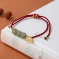 Nimara Ritual Handmade Hetian Jade Bead Lotus Pod Prosperity Luck Braided Bracelet