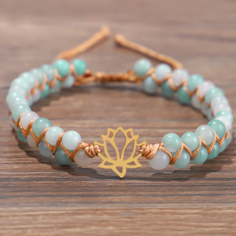 Nimara Ritual Amazonite Beads Lotus Flower Balance Weave Bracelet