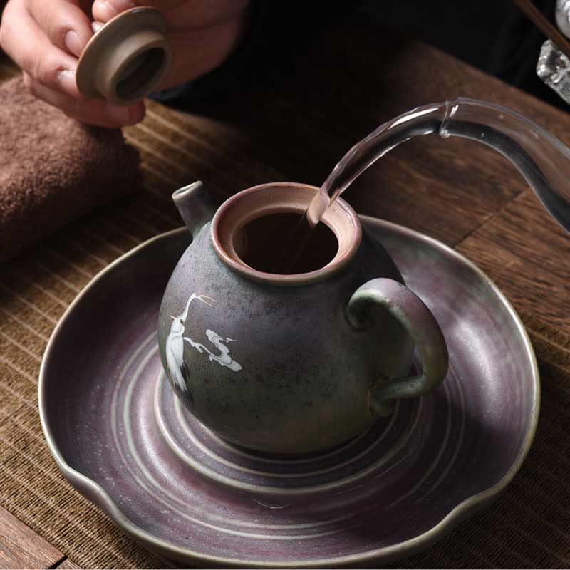 Nimara Ritual White Crane Cloud Chinese Gongfu Tea Ceramic Kung Fu Teapot